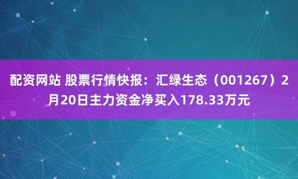 配资网站 股票行情快报：汇绿生态（001267）2月20日主力资金净买入178.33万元