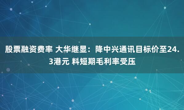 股票融资费率 大华继显：降中兴通讯目标价至24.3港元 料短期毛利率受压